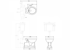 BUR019 losse toiletpot met AO achteronder aansluiting