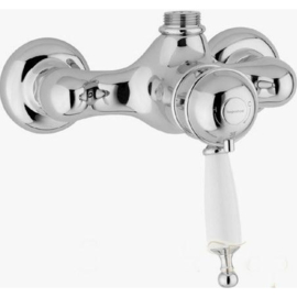 KSOX6-337BL Klassieke thermostatische doucheset met 20cm douchekop chroom, zwarte hendels