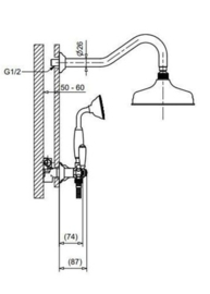 Klassieke inbouw douchemengkraan set MB2237 , compleet, chroom  ( A.3.1 )