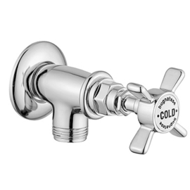 MB1957 Klassieke hoekstopkraan warm of koud, chroom 1/2"- 3/8" ( A.3.6)