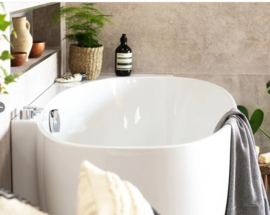 Douche bad rechts KSB0051 wit, 170cm met verchroomde overloop*