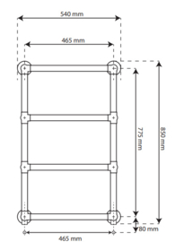 klassieke handdoekverwarming KSRA002  wandmodel INCL. kranen chroom