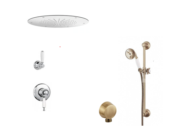 KSOX3-888 thermostatische inbouw douchekraan set met 30cm inbouwkop  brons