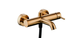 Industriële, design badmengkraan, wand model, uit de Tortu serie in PVD 5 kleuren