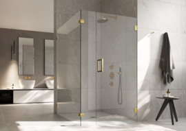 Douchecabine met mat brons beslag op aanvraag