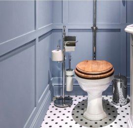 Klassieke vrijstaande toiletborstelhouder met reserverol en toiletrolhouder chroom