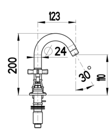 MB2109BLC klassieke driegats kraan met zwarte hendel