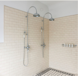 Klassieke eengats wastafelkraan in verouderd messing met zwarte of witte hendel TH003, Kenny and Mason