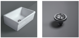 keramische wastrog Q500 75cm met afvoer rvs