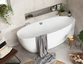 Douche bad rechts KSB0051 wit, 170cm met verchroomde overloop*