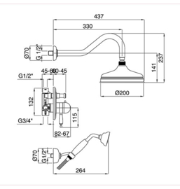 KSK0054 klassieke inbouw thermostaatkraan set compleet, chroom