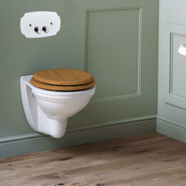 Eiken zitting KSTHZ002BB met geborsteld messing soft close scharnieren voor het KSTH001 toilet