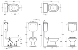 KSTA0009 Losse klassieke toiletpot AO achter onder aansluiting