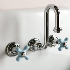 retro inbouw kraan chroom, met hoge uitloop 15cm en keramische grepen in kleur
