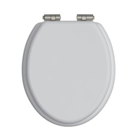 Klassieke witte toiletzitting KSTHZ003BN voor KSTH001 toiletten met geborsteld nikkelen soft close scharnieren