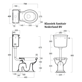 SLA0128b Landelijke toilet inclusief laaghangende stortbak, AO