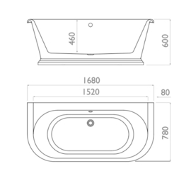 Klassiek back to wall bad KSB0030 inclusief verchroomde overloop, wit