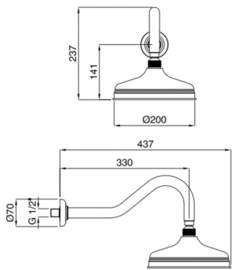 klassieke inbouwdouchekraan KSOX6-307compleet MET klassieke hoofddouche en handdouche, chroom