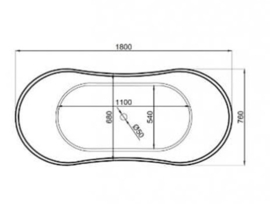 KSB0063GLZ vrijstaand bad 180x80cm glans zwart