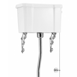 BURC5-02 klassiek toilet  met Engelse PK aansluiting en hooghangende keramische stortbak