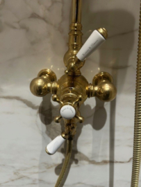 Klassieke douche thermostaatkraan TH006  in verouderd messing van Kenny & Mason