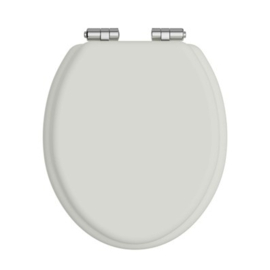 Klassieke witte toiletzitting KSTHZ003BN voor KSTH001 toiletten met geborsteld nikkelen soft close scharnieren