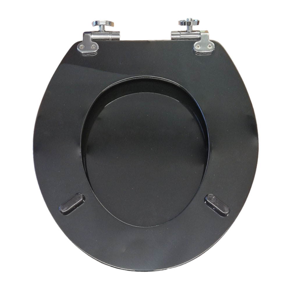 Burlington glans zwarte zitting S40 met verchroomde soft close scharnieren ( D.3)
