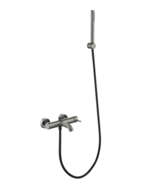 Industriële, design badmengkraan, wand model, uit de Tortu serie in PVD 5 kleuren