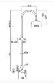 Klassieke thermostatische douchekraanset KSOX6-337 met 20cm douchekop chroom