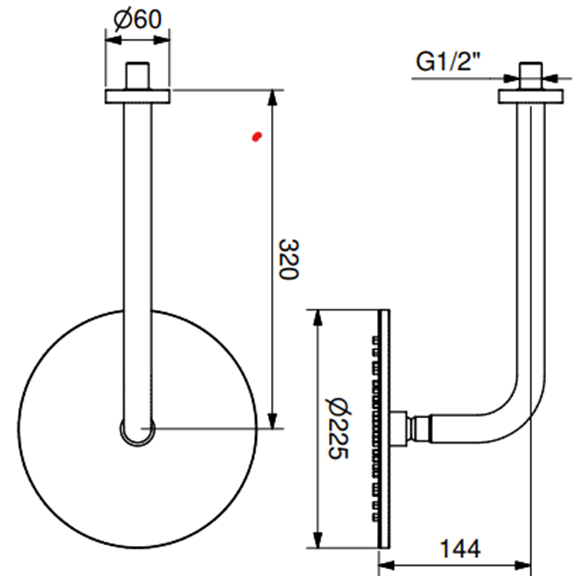 Industriële minimalistische douchemengkraan MB4530 van de 1950 serie