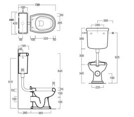 KSTA0004 Klassieke toilet met laaghangend reservoir, muuruitlaat PK