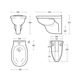 wand toilet met bidet klassieke set, Imperial Bathrooms