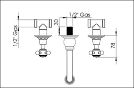 KSBP0131C inbouw kraan met hoge uitloop 15cm voor keramische uitstortgootstenen