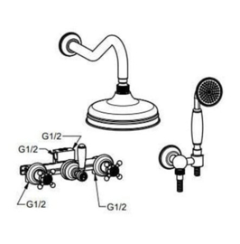 MB2237B klassieke inbouwdouchemengkraan set met een 30cm douchekop (A.3.1)