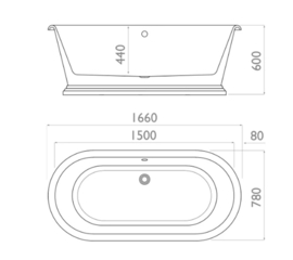 retro vrijstaand bad KSB0034 170cm, wit