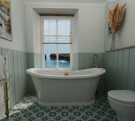 klassiek vrijstaand Bateau bad 166x75cm, wit. veel kleur opties