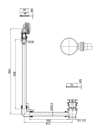 CW6 Burlington uitwendige badafvoer en overloop met click-clack   ( C.1.6 )