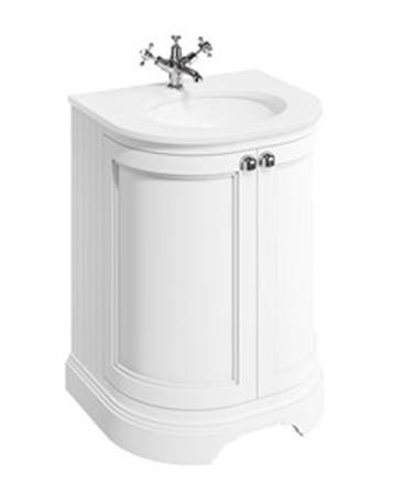 Klassiek halfrond meubel 65cm Burlington model FC5-BW65 met carrara look bovenblad