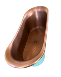 Koperen bad met hoge plint "MacMargaret" met groene oxidatie en verouderd koper 188cm , KSB0085