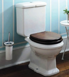 AR006, toiletzitting voor KSTA, Arcade. Old England glans zwart met soft close scharnieren chroom