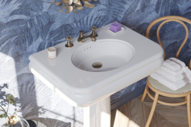 Retro wastafel 80cm met zuil BP356 + BP315, wit