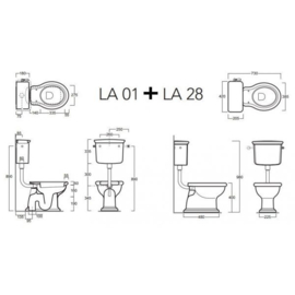 SLA0128A klassiek toilet AO inclusief laaghangende stortbak, chroom