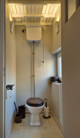 Klassiek Toilet AO SLA0106BR met hoge stortbak en valpijp in brons