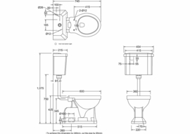 BUR019 losse toiletpot met AO achteronder aansluiting