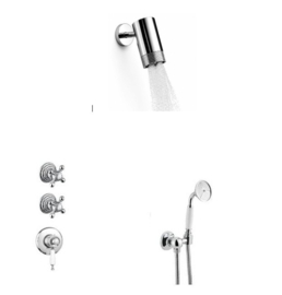 Retro Inbouwdouchekraan set met instelbare wandsproeikop met 4 nozzles