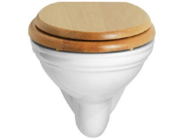 Klassieke witte toiletzitting KSTHZ003BN voor KSTH001 toiletten met geborsteld nikkelen soft close scharnieren