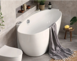 Douche bad rechts KSB0051 wit, 170cm met verchroomde overloop*