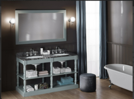 Klassiek meubel Orleans 155cm met dubbele wasbakken en natuurstenen bovenblad