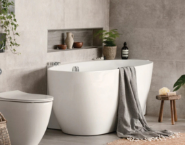 Douche bad rechts KSB0051 wit, 170cm met verchroomde overloop*