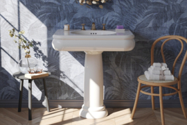 Retro wastafel 80cm met zuil BP356 + BP315, wit